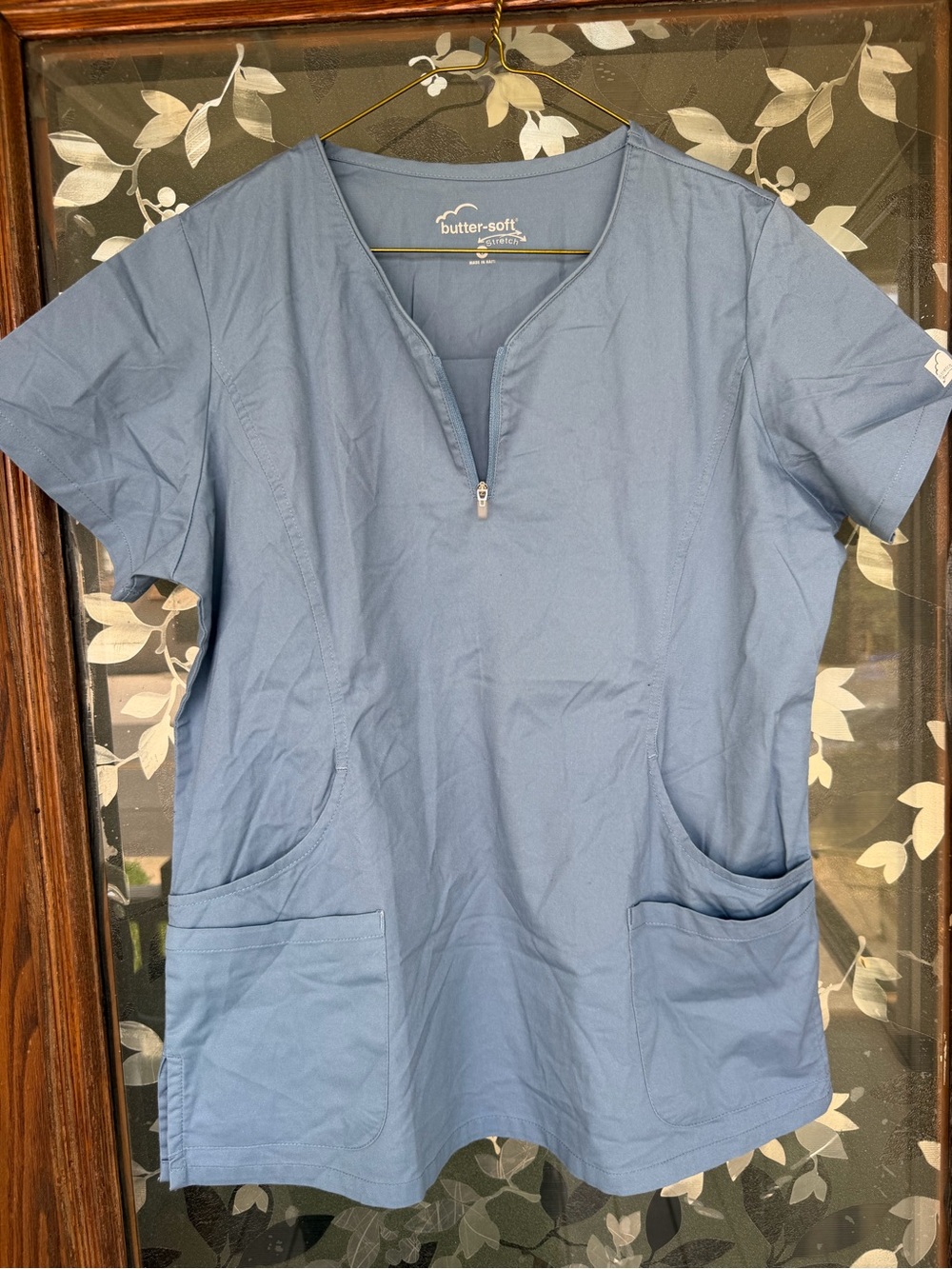 Butter-soft Scrub Top in Slate Blue